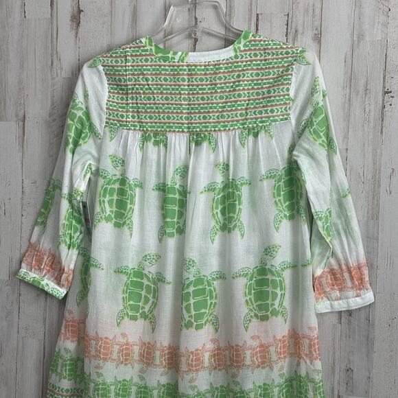 Crown & Ivy Beach Tunic XS Swim Cover Under The Sea Turtles Tassels Shirt NEW - Picture 8 of 10